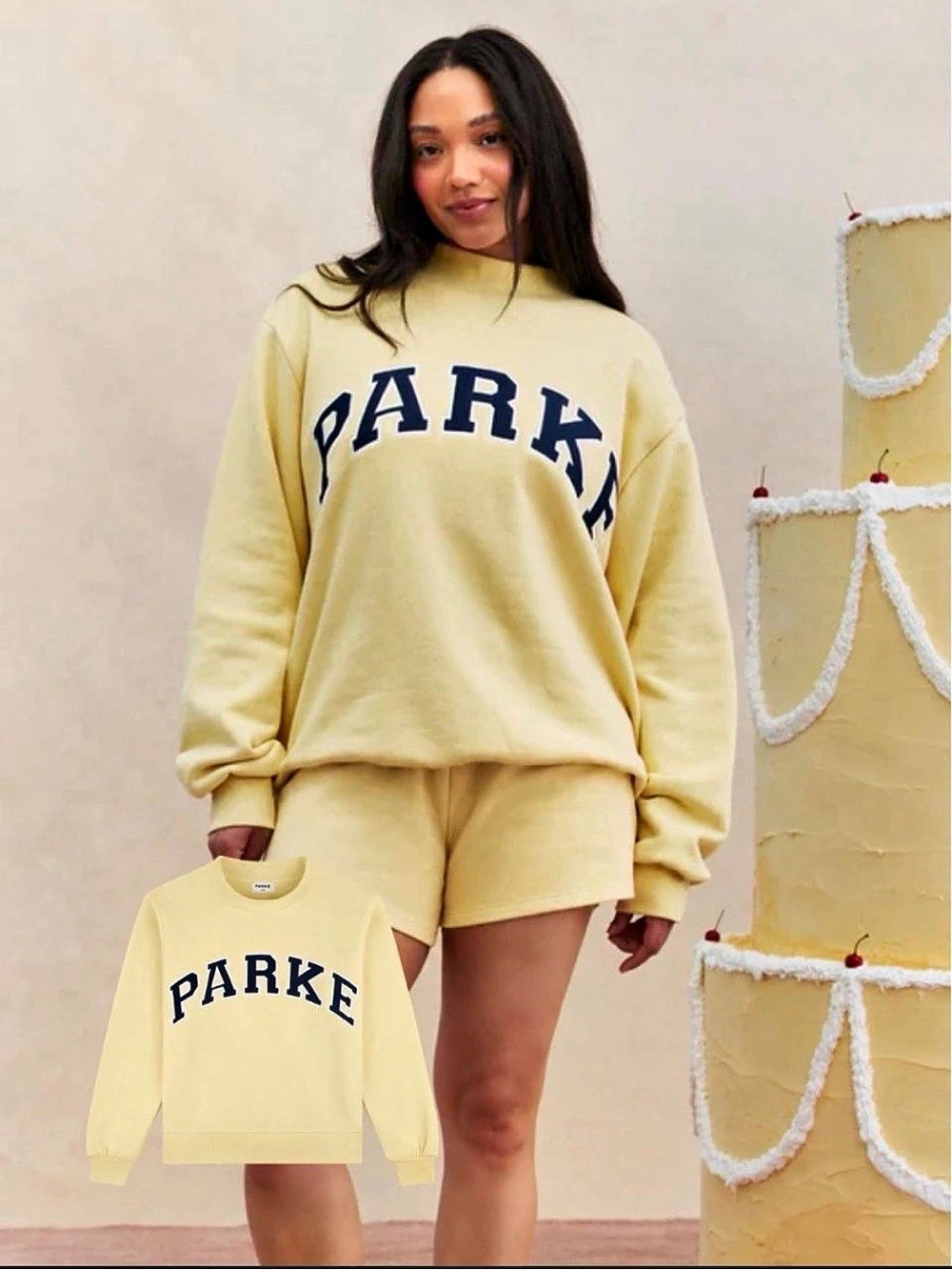 NWT Parke Varsity Mockneck Yellow Sweatshirt